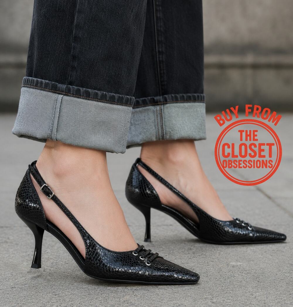 Zara NWT Black Pointed Toe Slingback Strappy High Heel Pumps 7.5